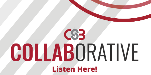 CSB logo with "collaborative" and "listen here!" written below.